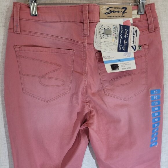 NWT Seven 7 Jeans Womens 10 30x29 Pink Mid Rise Ankle Skinny Stretch Denim Pants - Picture 4 of 8